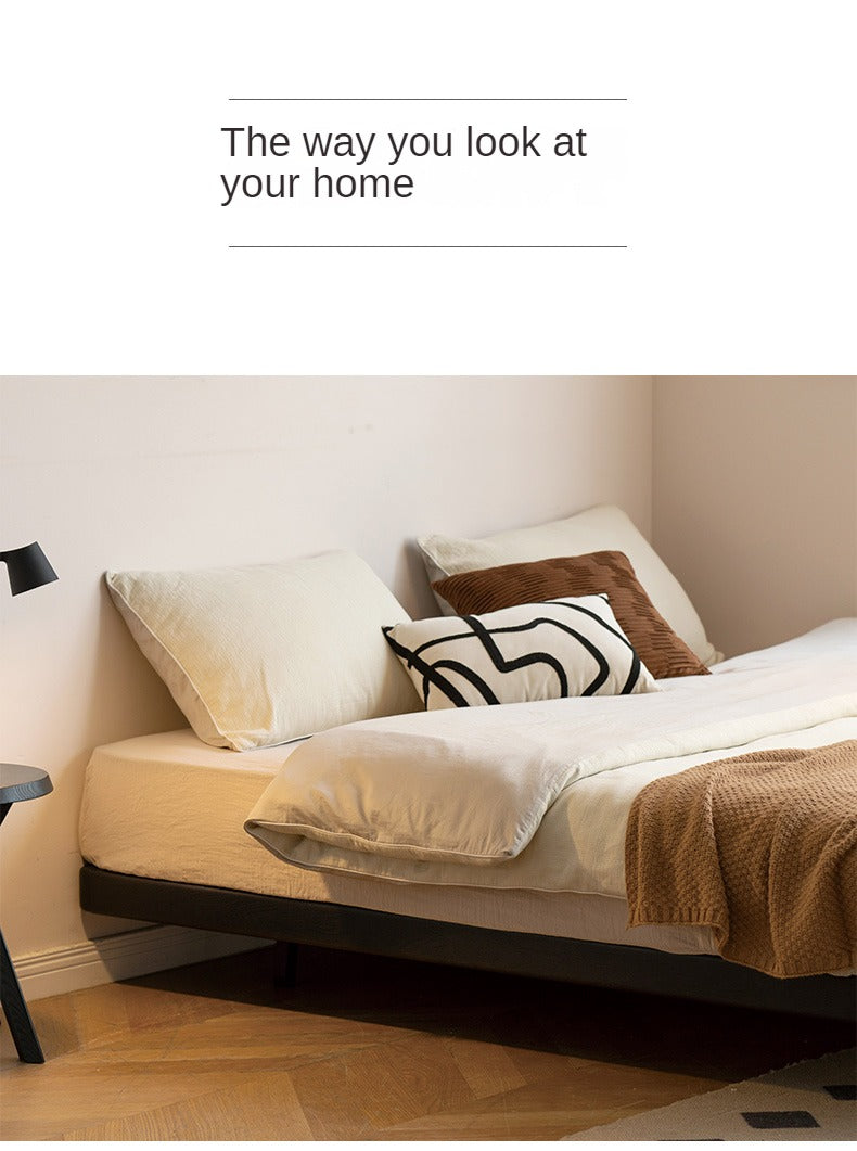 Oak Solid Wood Bed Simple platform bed, headboard-free bed