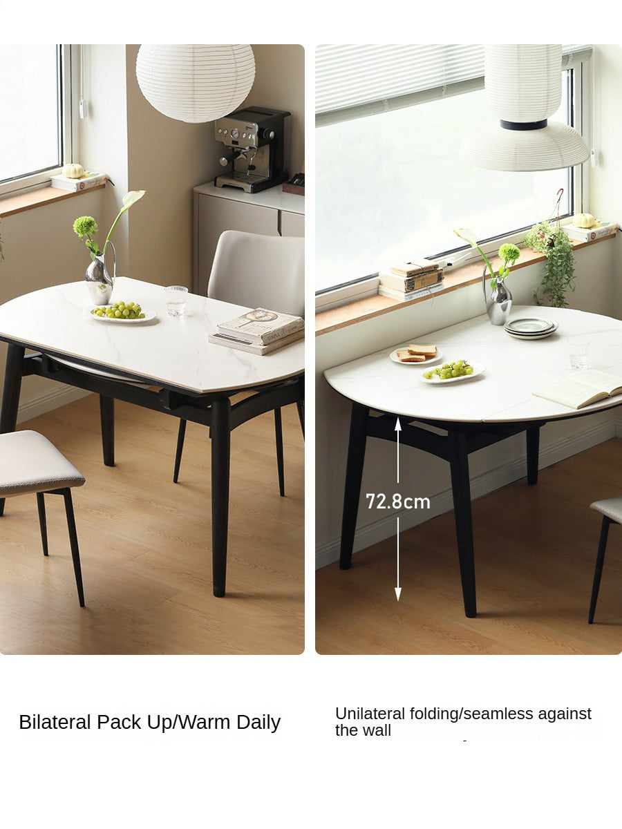 Oak Solid Wood Light Luxury Rock Retractable Dining Table