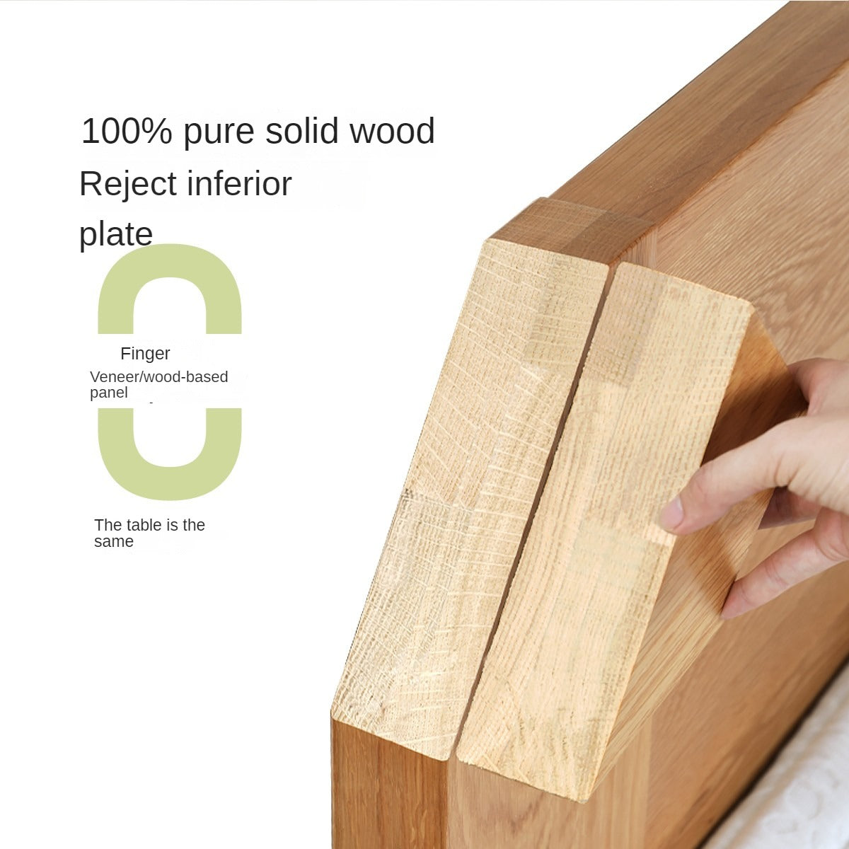 Oak, Beech Solid Wood With Light And Bookshelf Bed