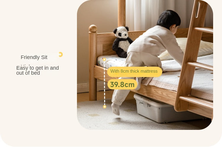 Beech, Oak Solid Wood Children's Bunk Bed.