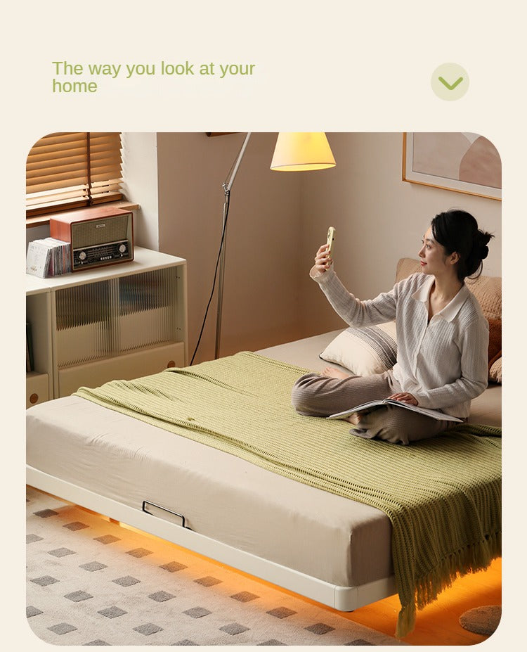 Poplar solid wood platform bed, headboard-free bed