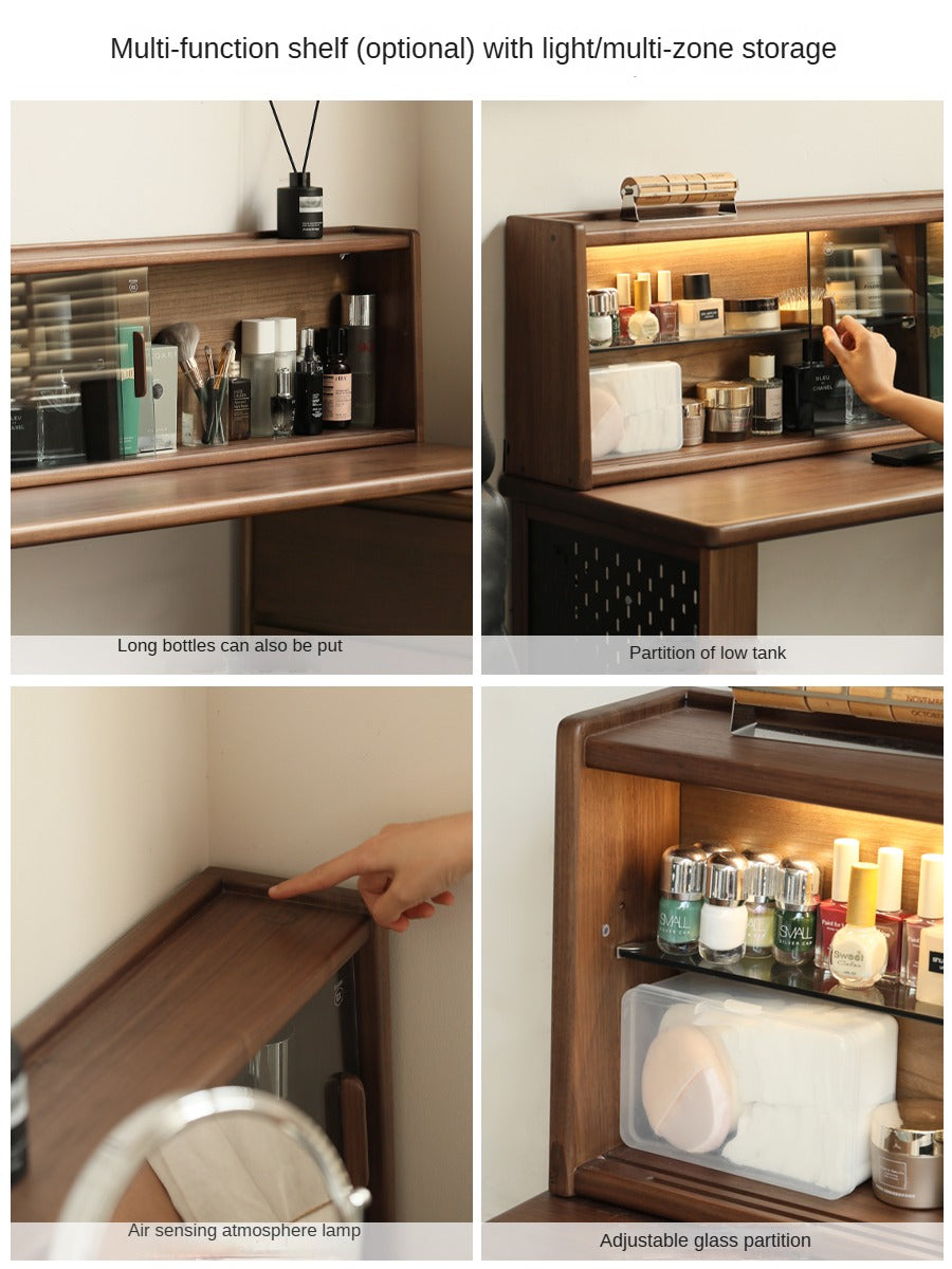 Black Walnut, Sandawood Light Luxury Retractable Dressing Table.