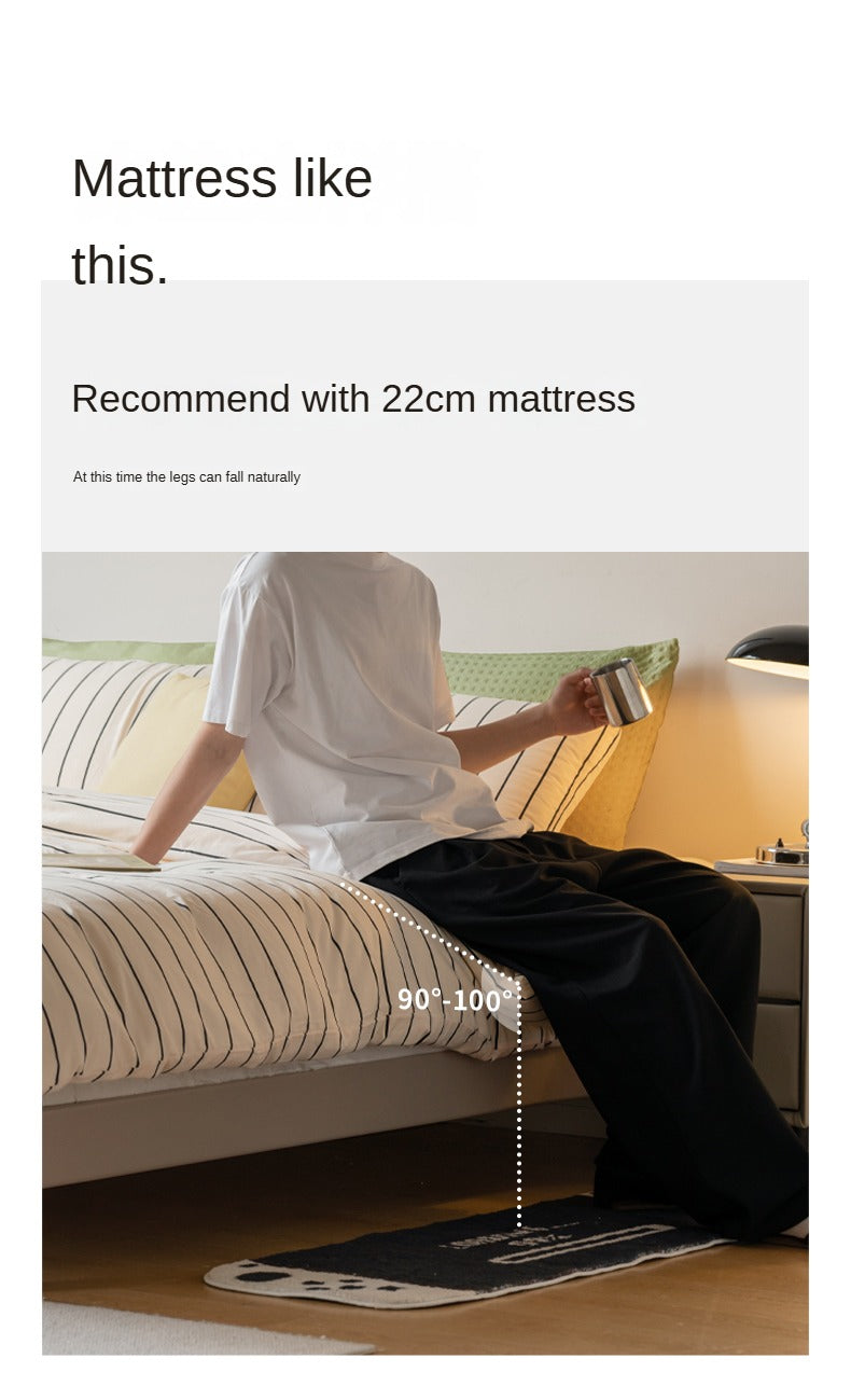 Poplar solid wood Platform Bed, Headboard-Free Bed,