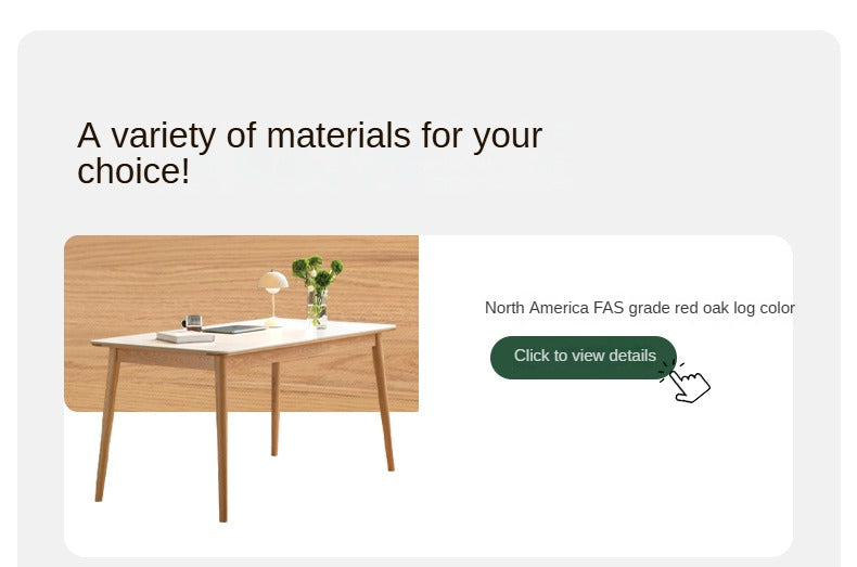 Oak Solid Wood Dining Table With Rock Slab Surface