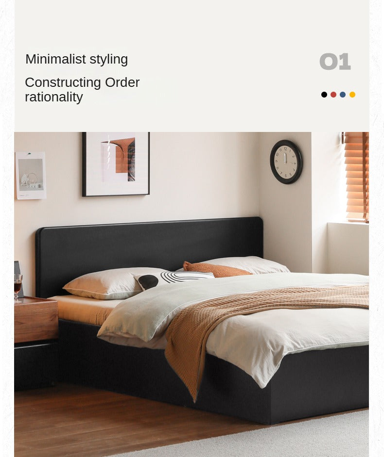 Poplar, Rubber Wood Solid Wood Fully Open High Box Bed Minimalist