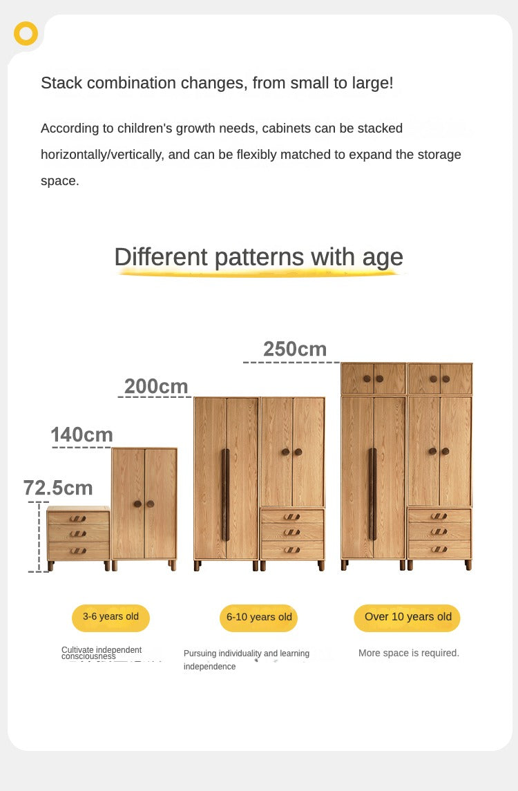 Oak Solid Wood Wardrobe Bookcase Free Combination