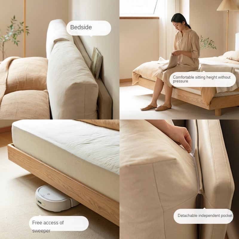 North American Black Walnut, Ash  Technology Cloth Suspended Soft Bed Modern