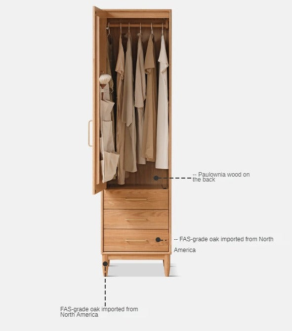 Oak Solid Wood Double Door Wardrobe.