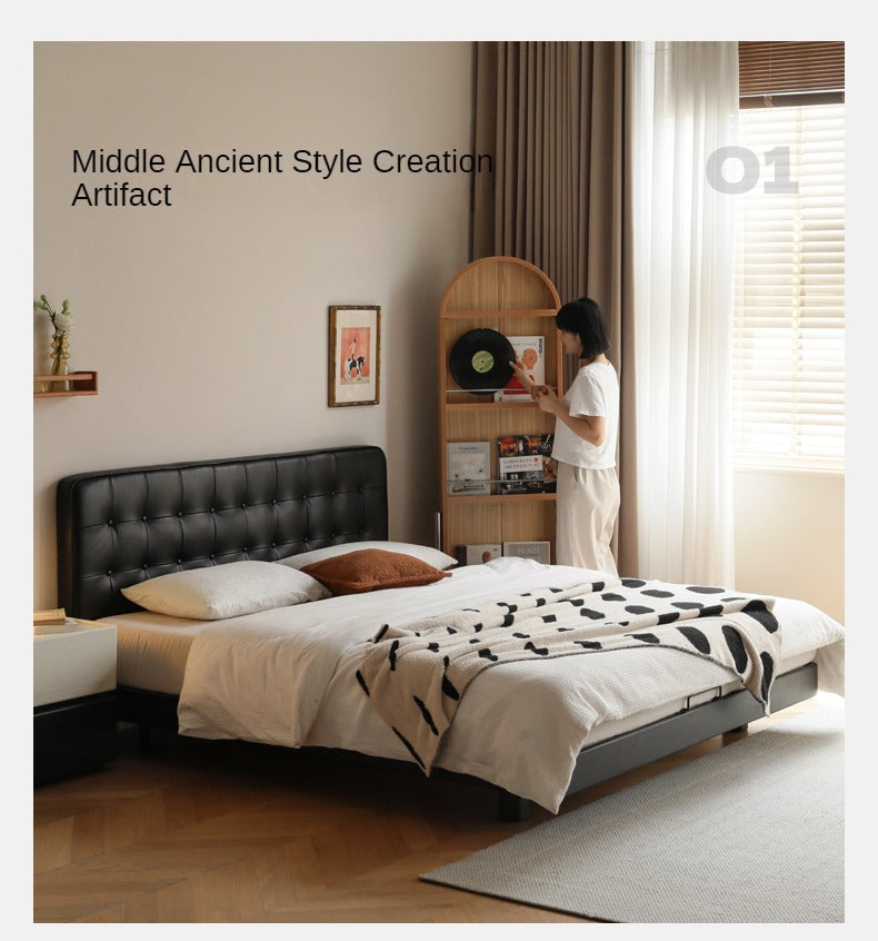 Black High-end Leather Suspension Bed