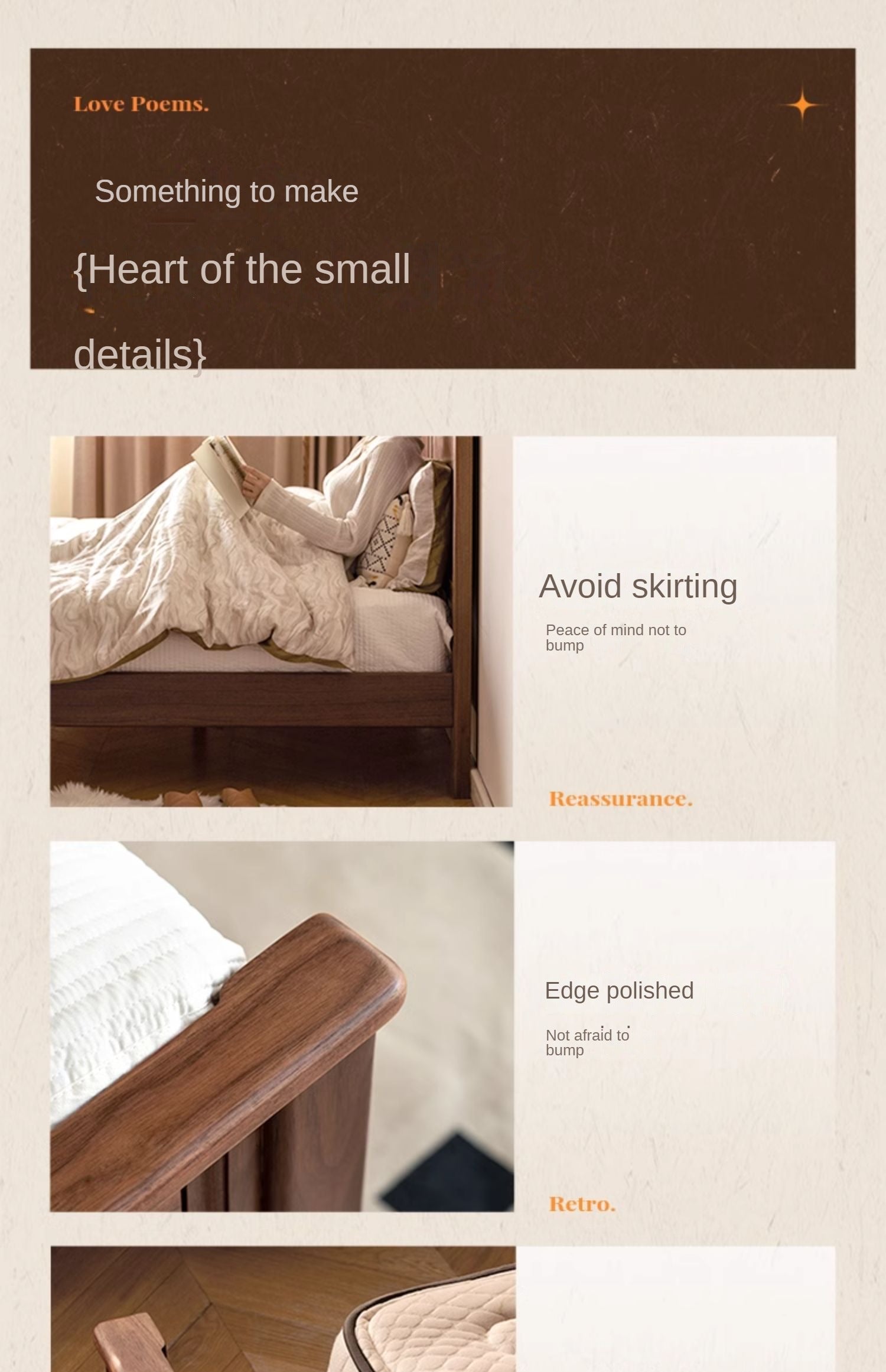 Black walnut solid wood American retro bed
