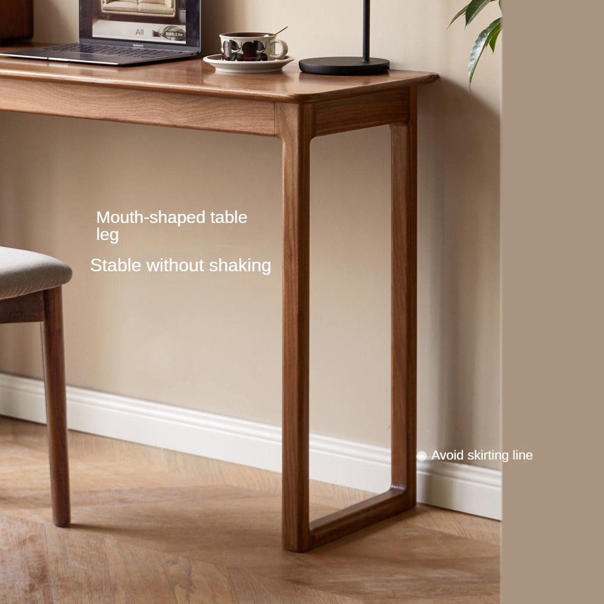Black Walnut Solid Wood Narrow Desk