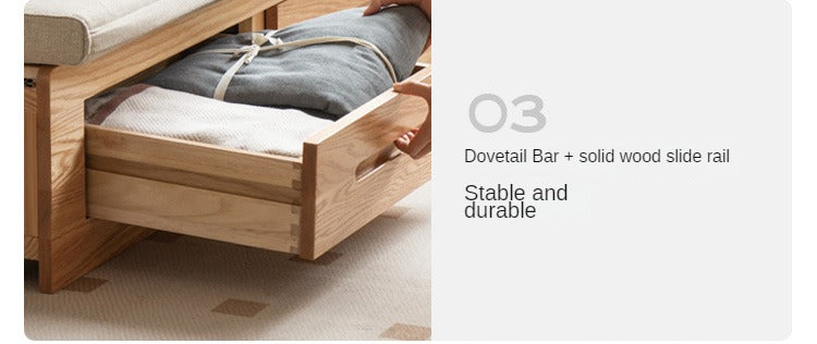 Oak, Ash Solid Woof Folding Storage Sofa Bed.