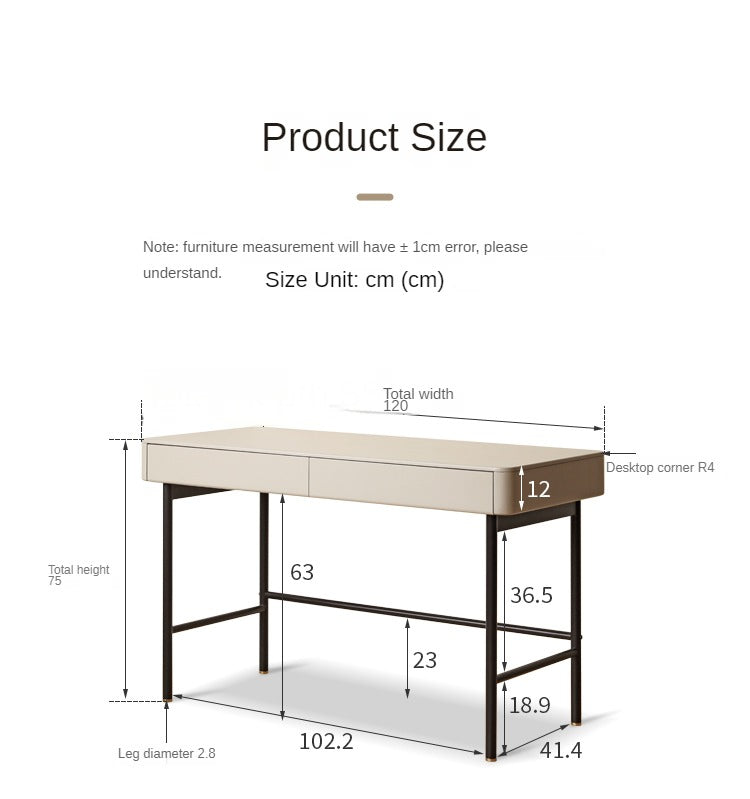 Poplar Solid Wood Double-Draw Desk Light Luxury