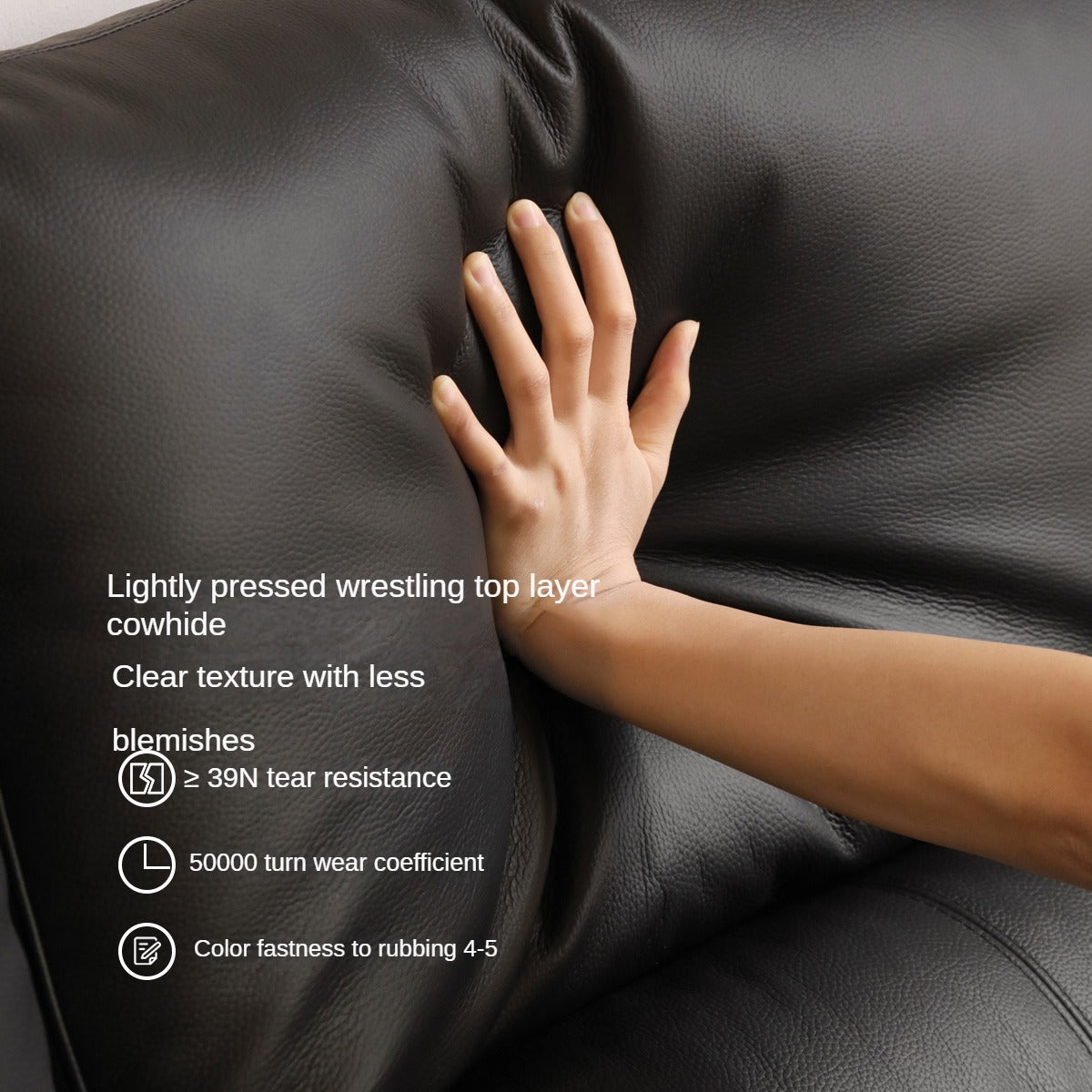 Leather Top Layer Yellow Cowhide Black Multifunctional Electric Sofa,