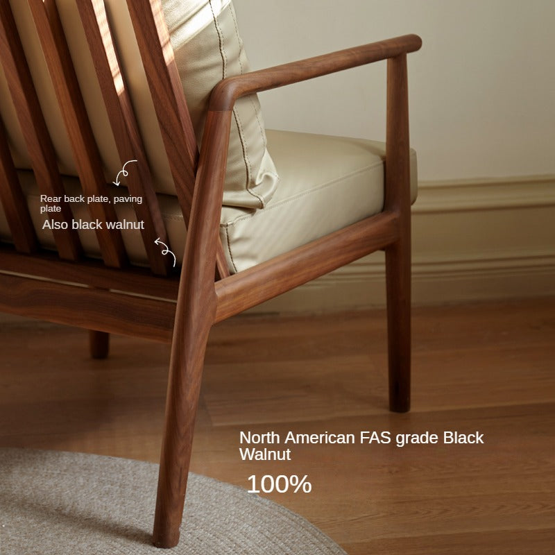 Black Walnut Solid Wood Leisure Armchair & Footstool )