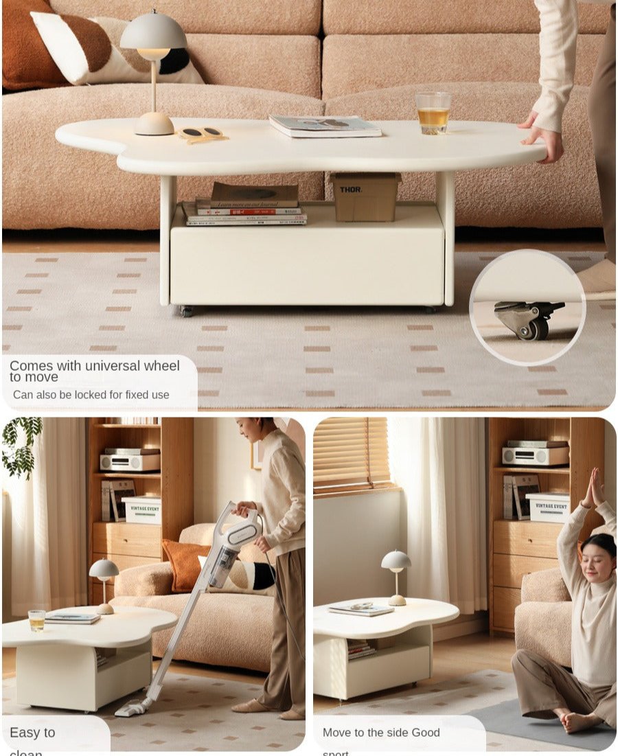 Poplar Solid Wood Cloud Cream Style Coffee Table