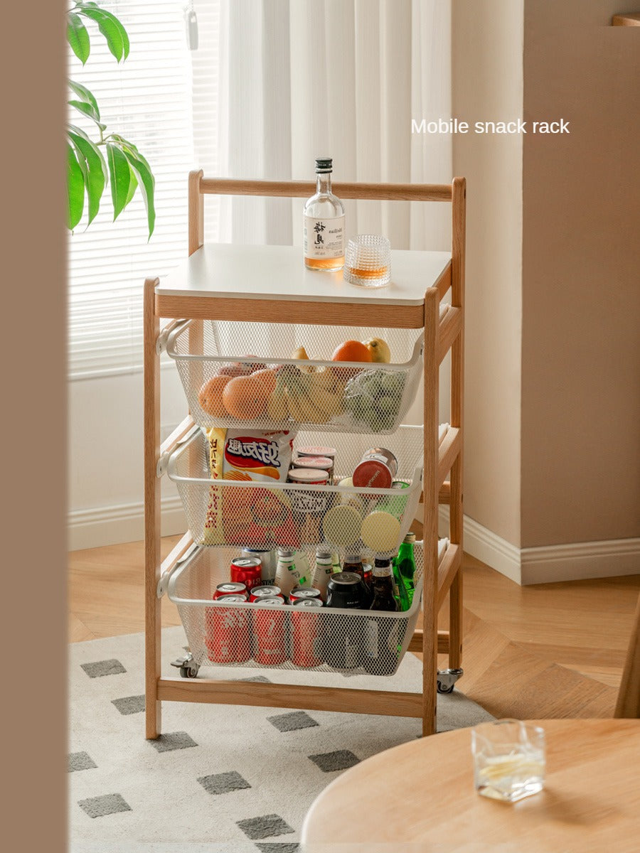 Oak, Beech Solid Wood Mobile Slate Trolley Storage