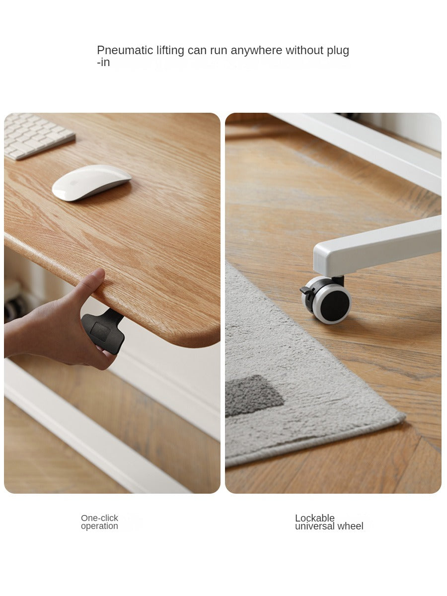 Oak, Rubberwood Solid Wood Standing Mobile Office Desk