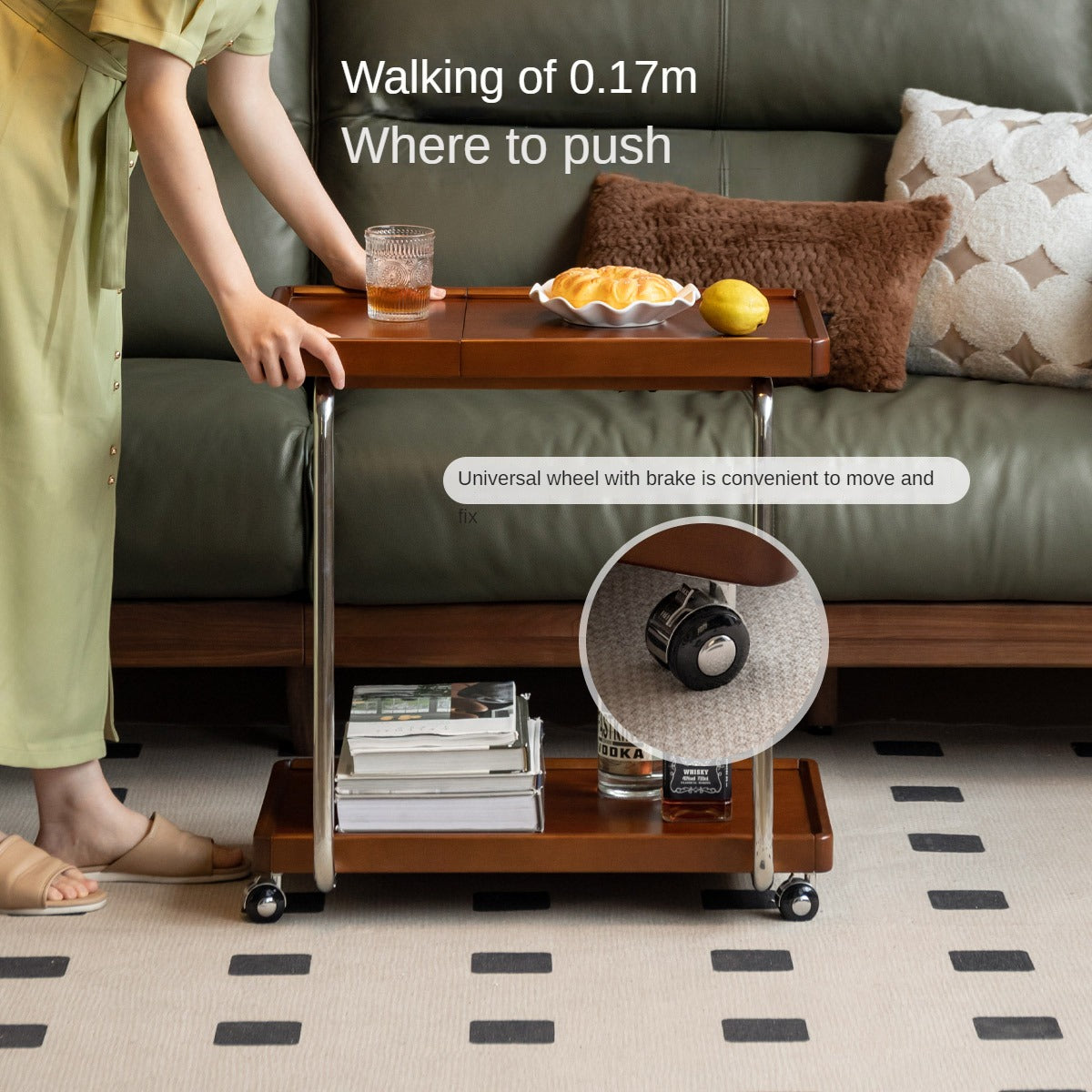 Poplar, Cherry, Black Walnut, Oak Solid Wood Mobile Side Table