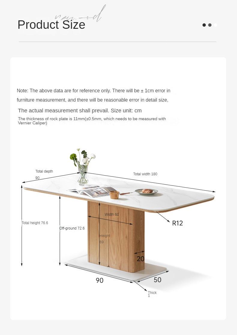 Oak Rock Plate Italian Standing Long Dining Table
