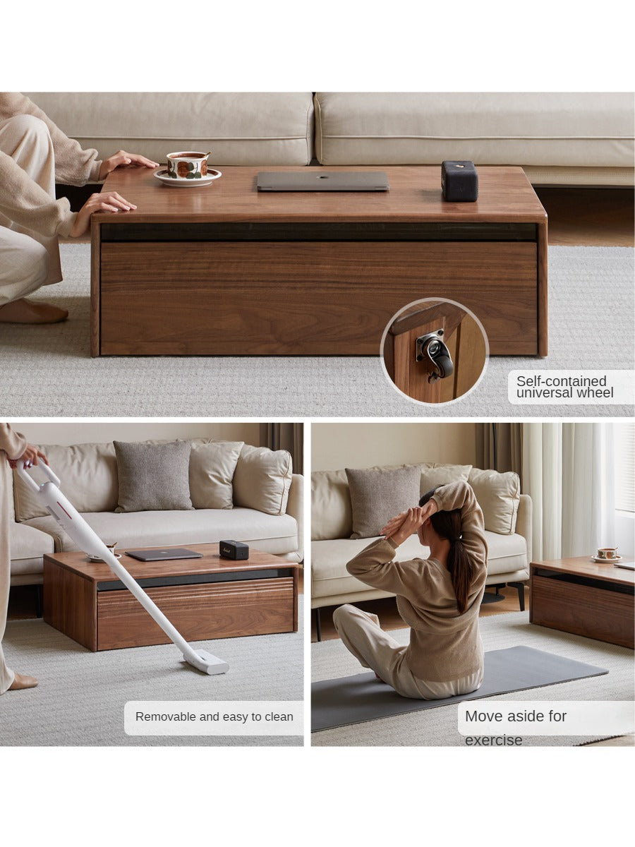 Black Walnut Solid Wood Coffee Table Modern Minimalist