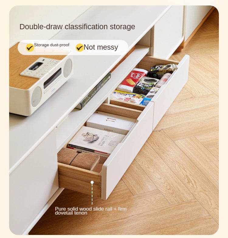 Rubber Solid wood French Cream Style TV Cabinet.