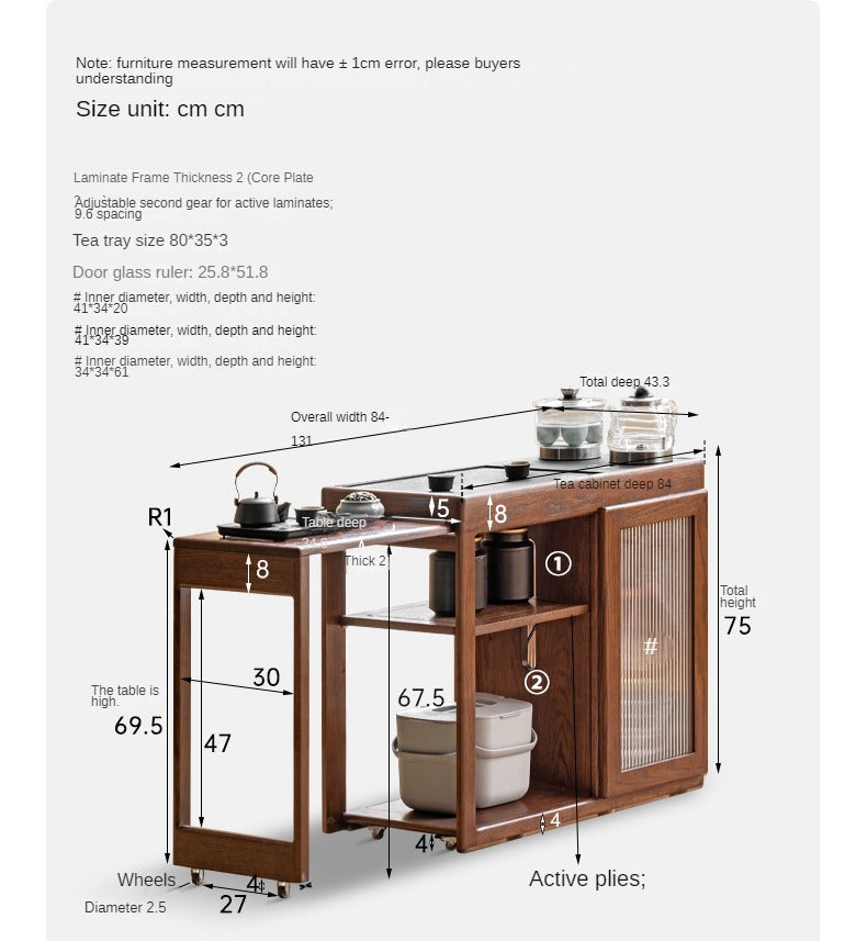 Oak, Ash Solid Wood Retractable Tea Table Tea Maker Integrated