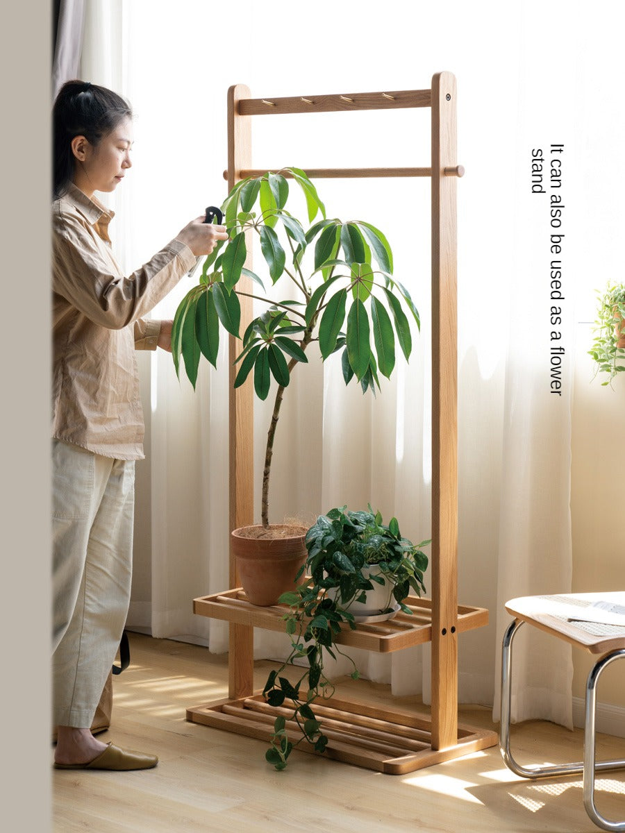 Oak Solid Wood Clothes Rack Hanger