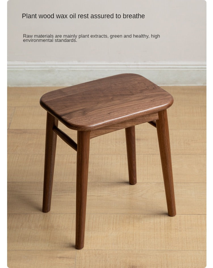 Black Walnut, Cherry, Oak, Sandalwood, Solid RubberWood Modern Light Luxury Makeup Stool
