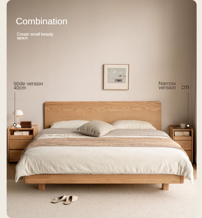 Ash, Oak Solid Wood Movable Glass Small Nightstand