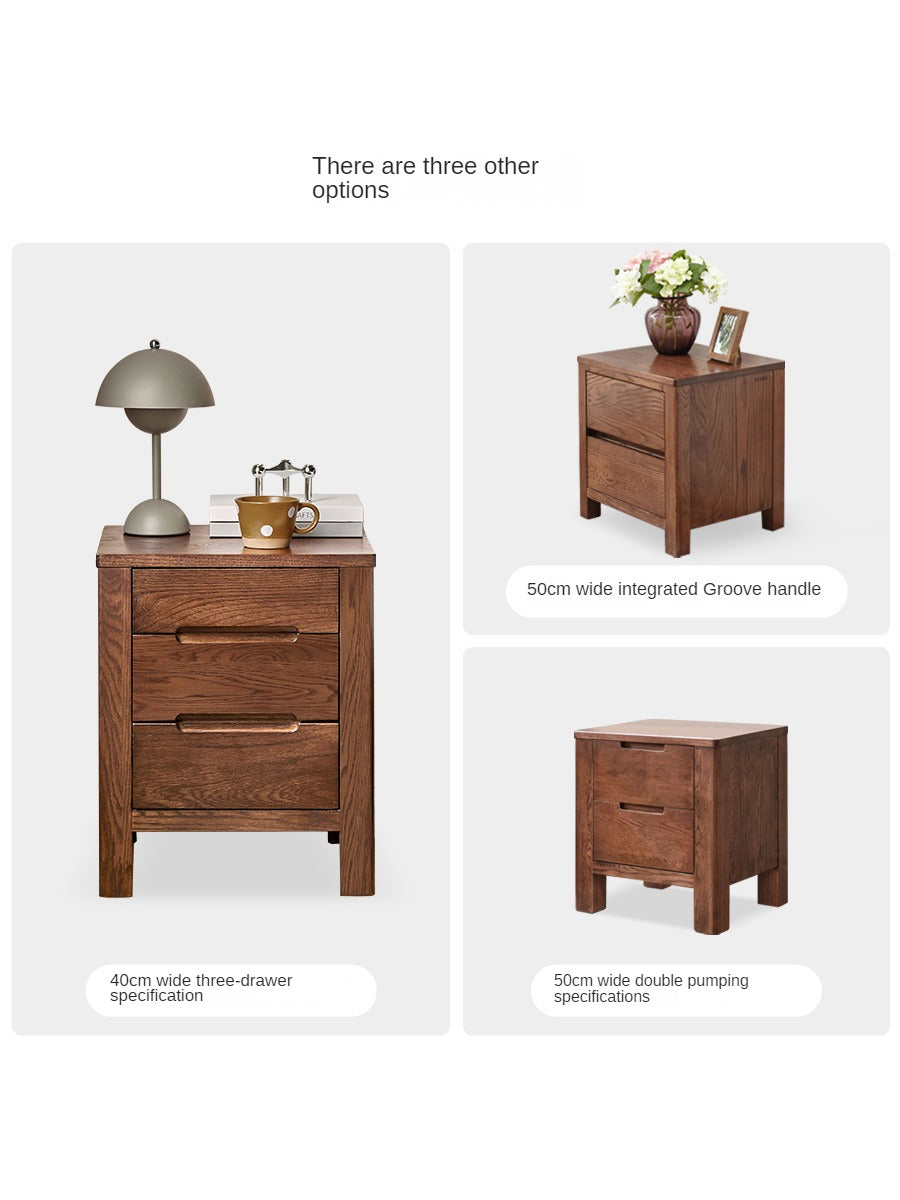 Oak Solid Wood Nordic Style Nightstand.