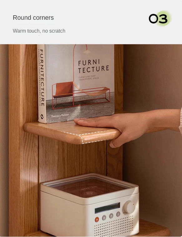 Oak solid wood modern multi-layer bookshelf.