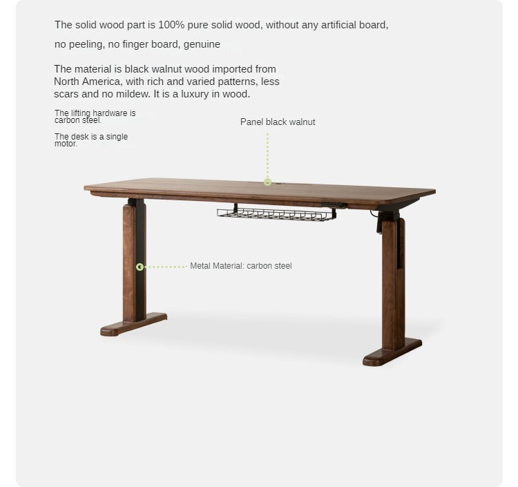 Black Walnut, Oak, Sandalwood, Ash Solid Wood Electric Elevating Desk