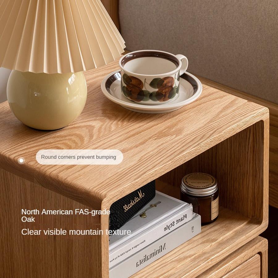 Oak Solid Wood SideTable Rotating Nightstand.