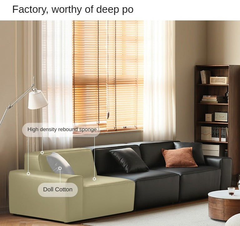 Organic Leather Art Sofa Retractable Bed Big Black Bull Electric Sofa Bed.