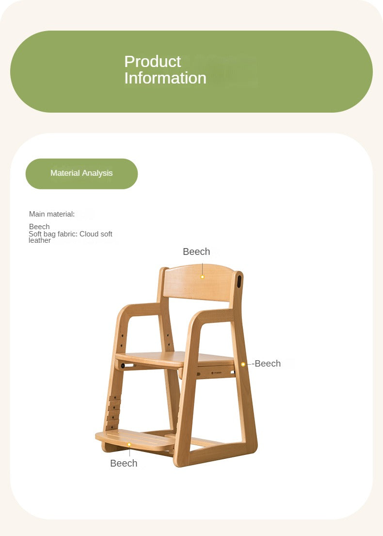 Beech Solid Wood Children's Adjustable Lift Chair.