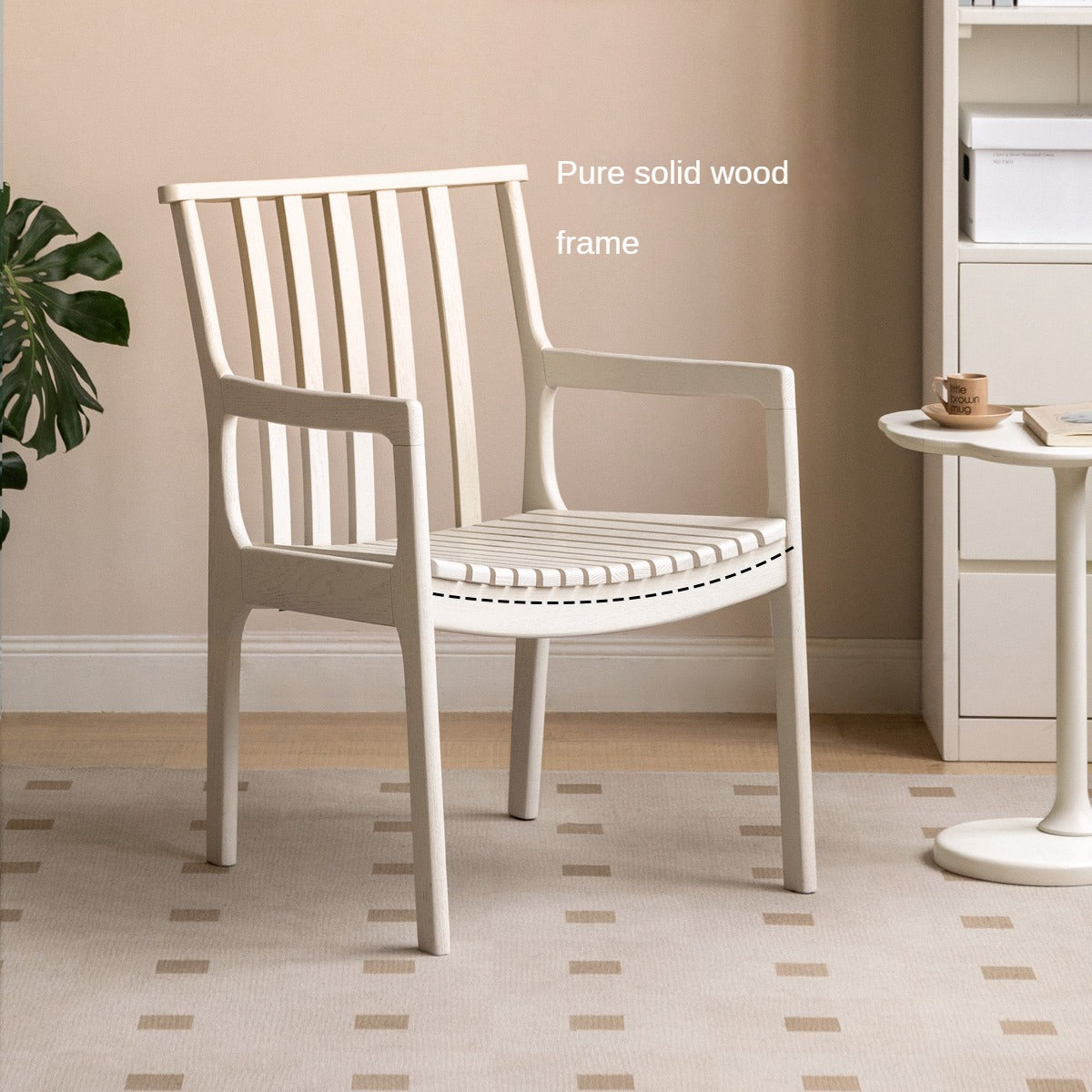 Oak Solid Wood Cream Style Study Chair