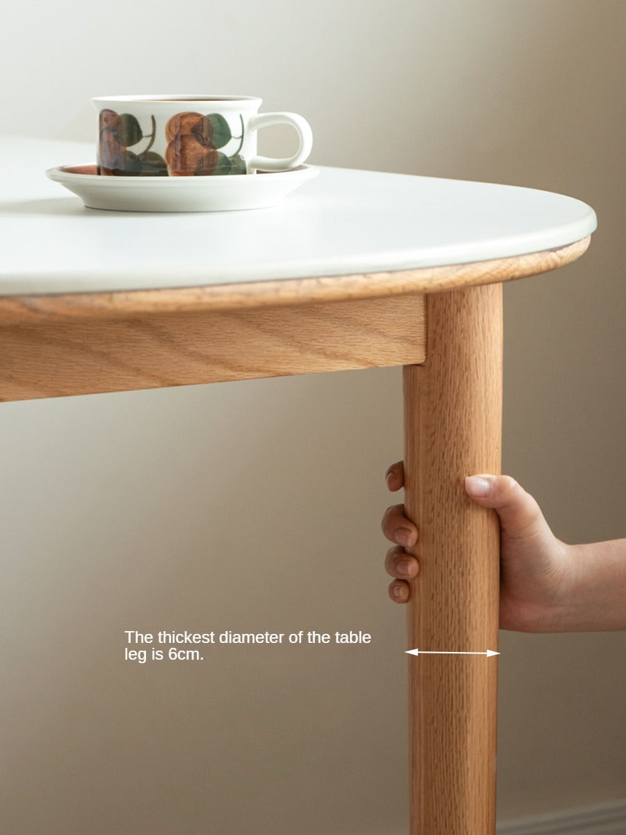 Oak, Beech Solid Wood Rock Slab Semi-Circular Dining Table