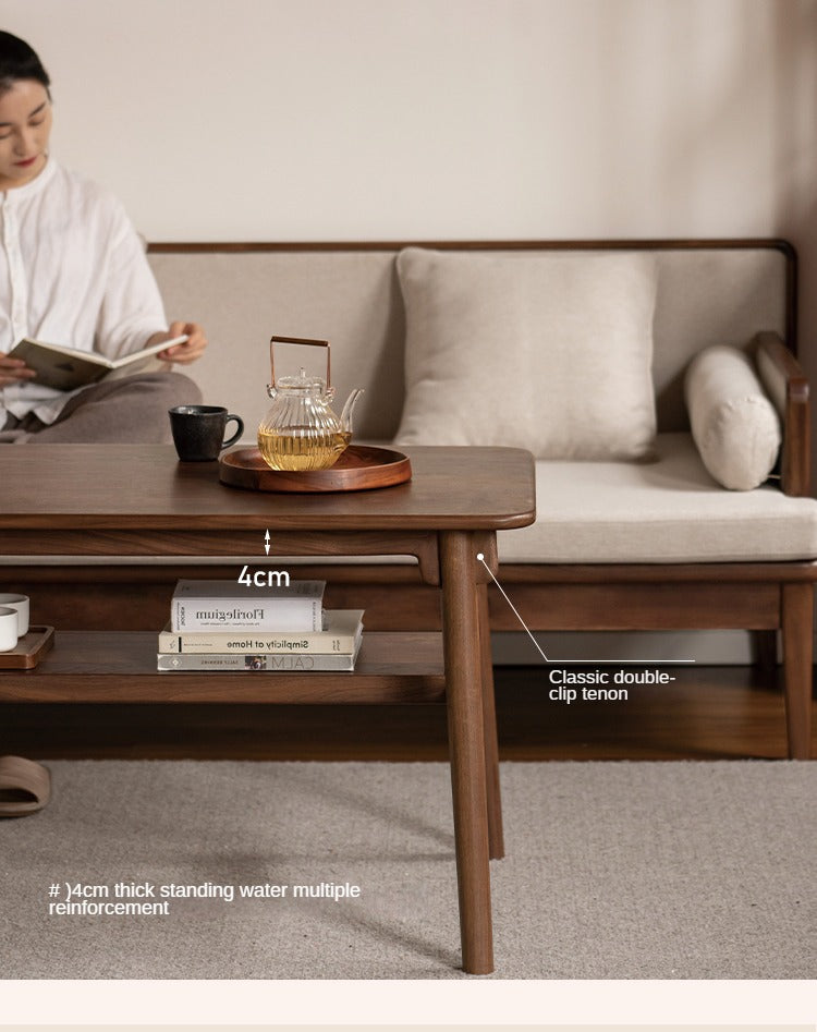 Ash, Black Walnut Solid Wood Double-Layer Coffee Table