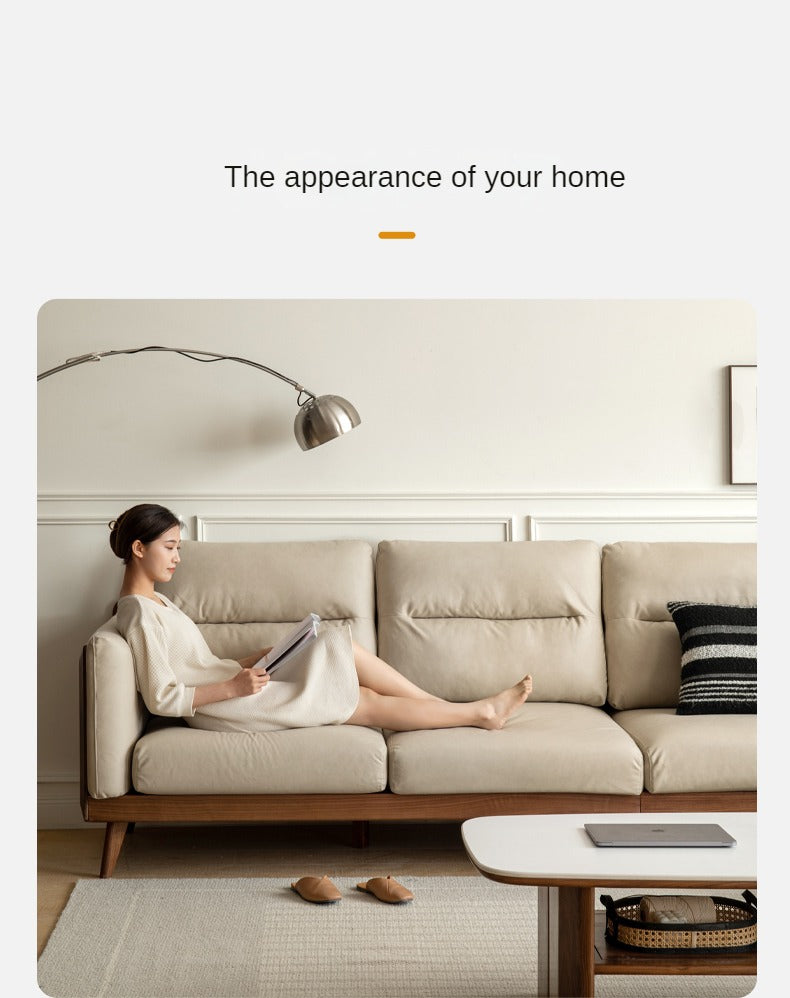 Black Walnut Solid Wood Sofa,Technology Cloth, Fabric.