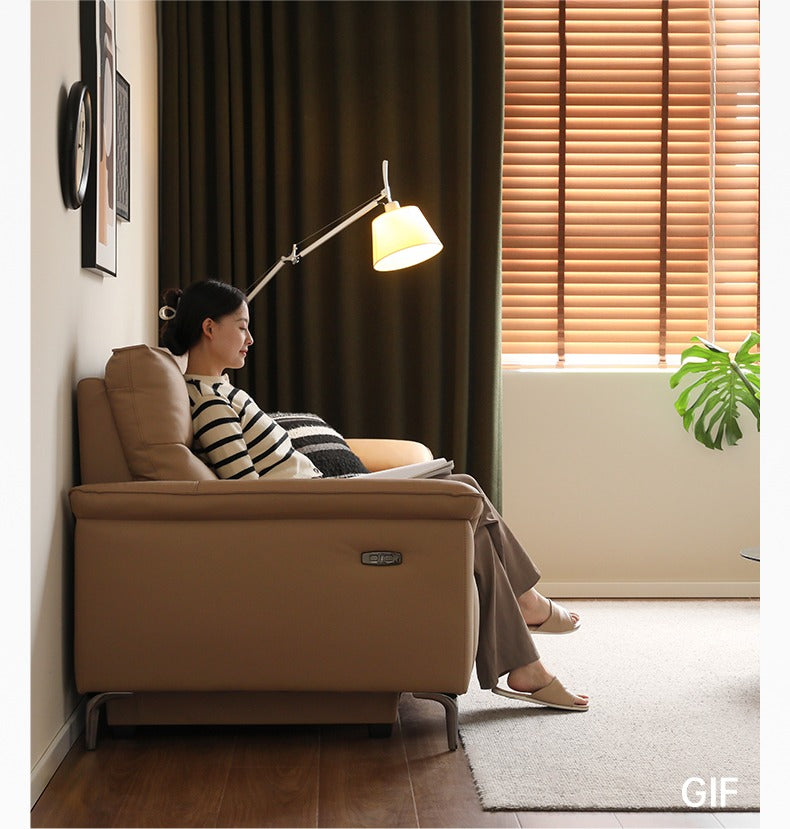 Leather Electric Head Layer Leather Adjustable Function Sofa.