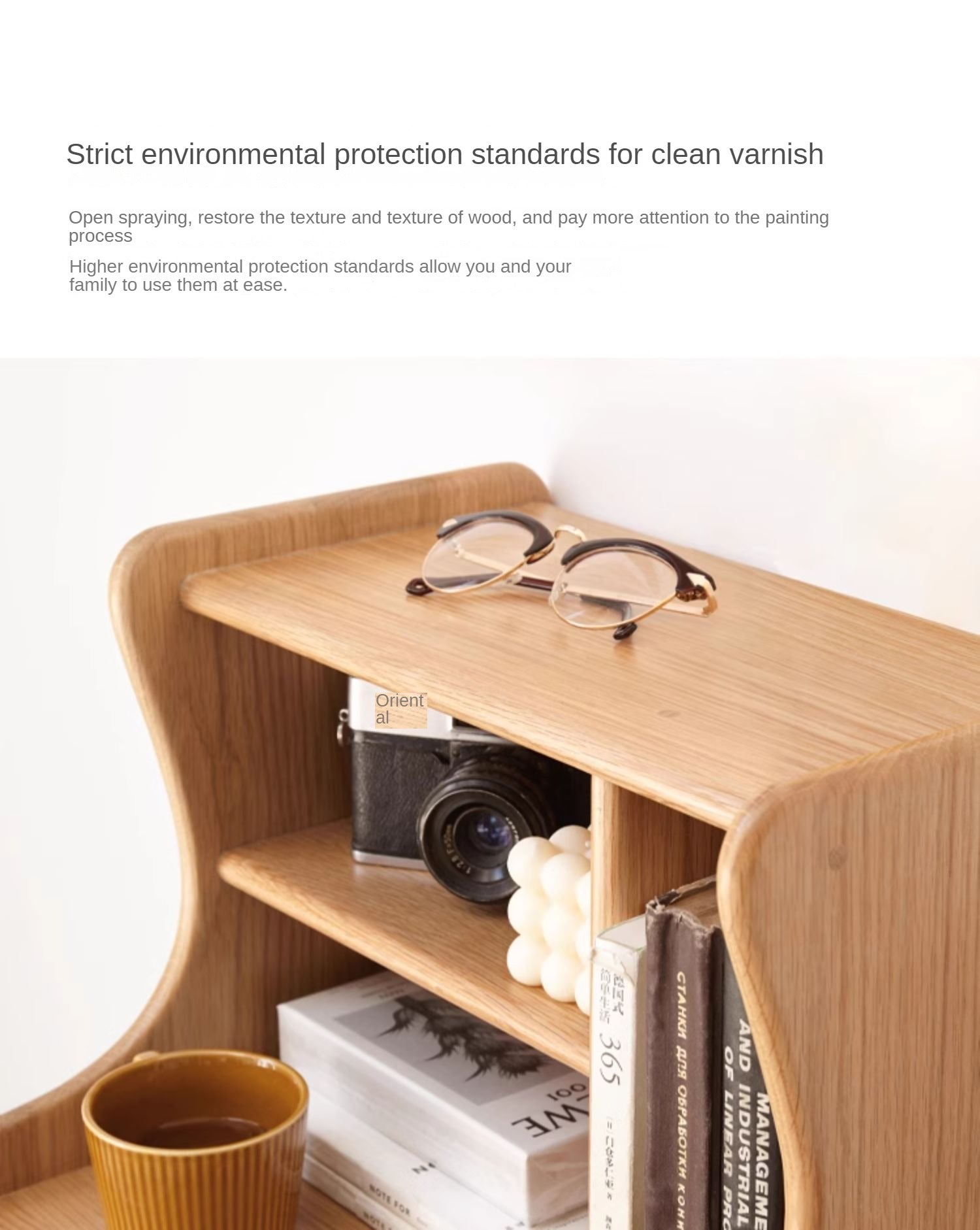 Oak Solid Wood Nightstand.