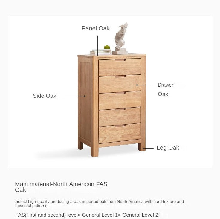 Oak solid wood chest of drawers"+