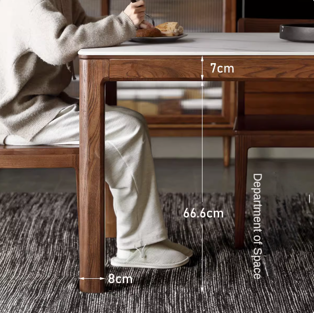 Ash Solid Wood Rock Plate Brown Dining Table