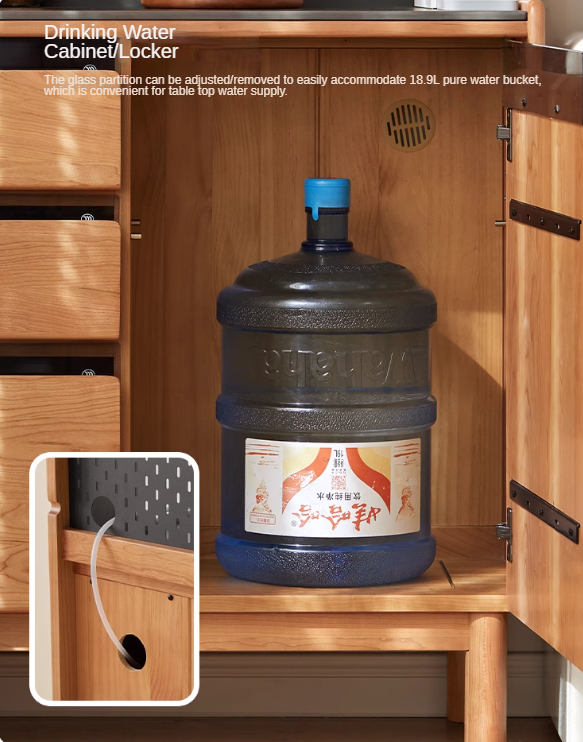Cherry Solid Wood Rock Board Retro Storage Cabinet