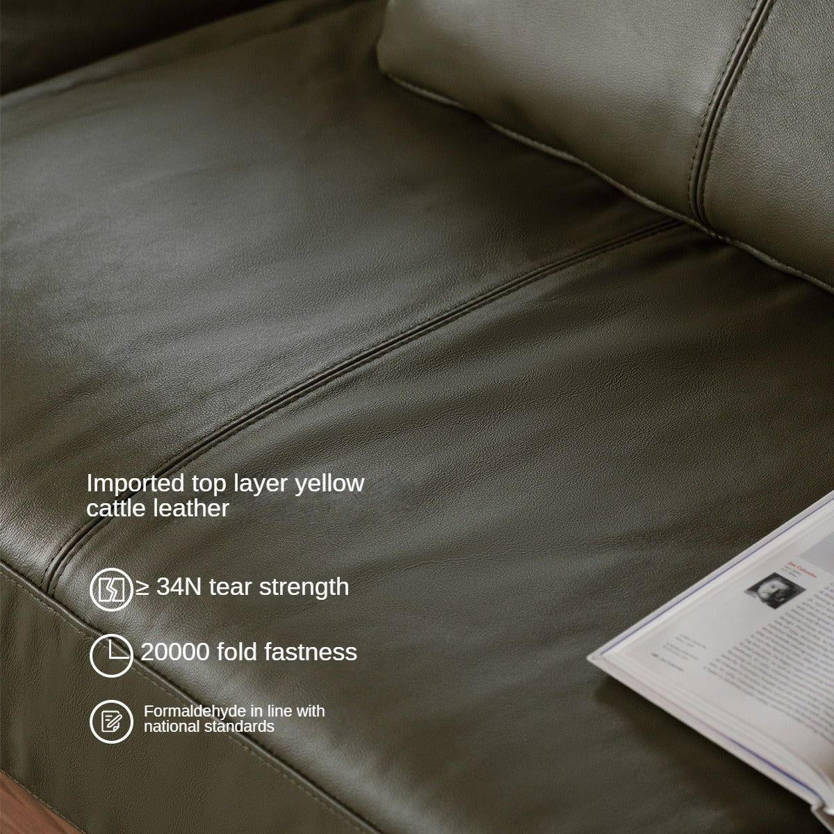 Black Walnut Solid Wood Modern Straight Sofa.