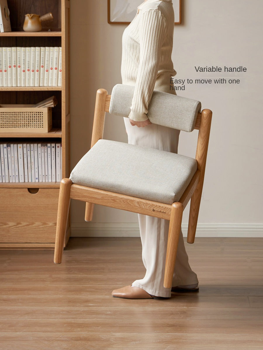 Oak Solid Wood Low Back Small Dining Chair