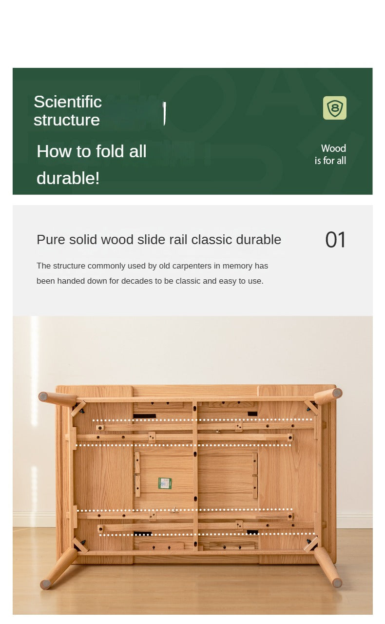 Oak Solid Wood Retractable Large Tabletop Dining Table