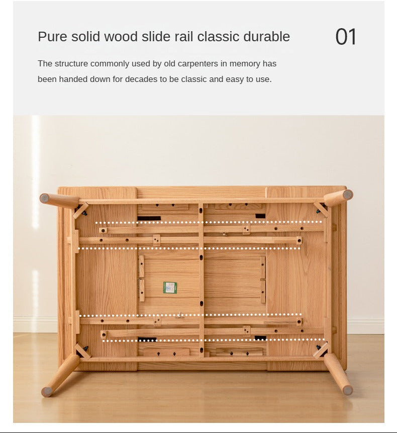 Oak Solid Wood Retractable Large Tabletop Dining Table