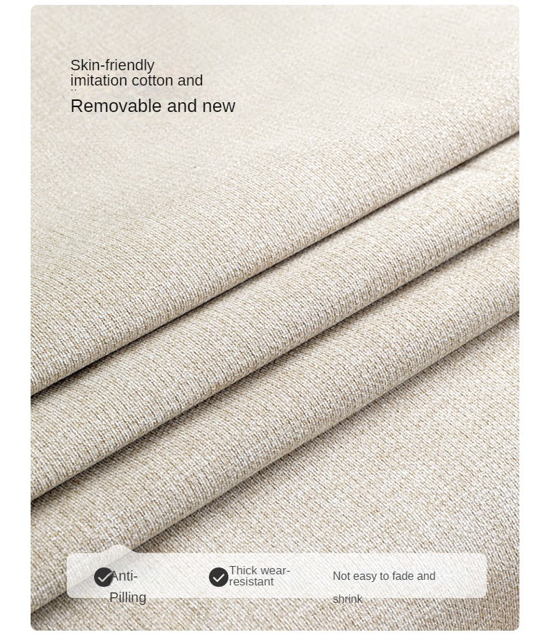 Ash Solid Wood Floor Fabric Tofu Block Sofa.